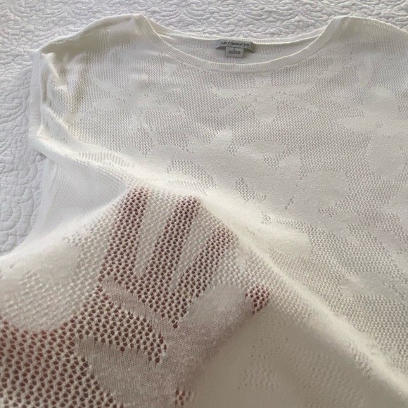 Liz Claiborne Knit Top White Very Sheer Cap Sleeve Size Large - Picture 8 of 11